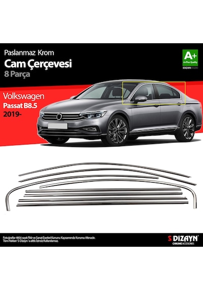 S-Dizayn  Volkswagen Passat B8.5 Krom Cam Çerçeve 8 Parça 2019 ve Üzeri
