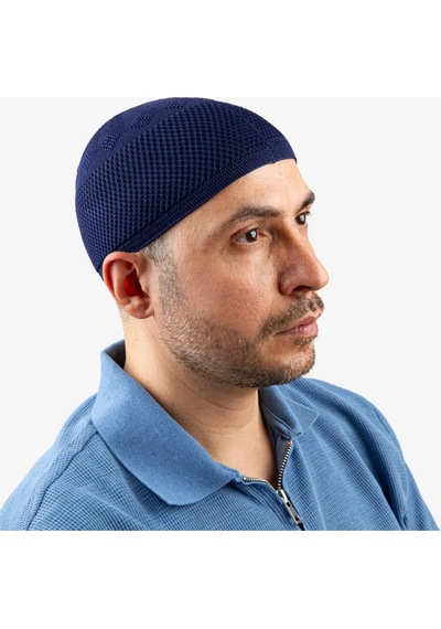 Soft Örgü Zirkon Namaz Takkesi Lacivert