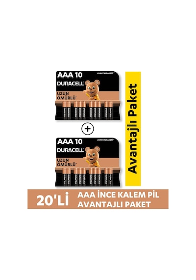 Duracell LR03/MN2400 Alkalin AAA İnce Kalem Pil 20'li
