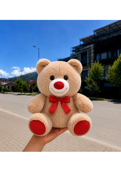 Sevimli Peluş Ayıcık 30cm - Hediyelik & Sevimli Uyku Arkadaşı Peluş Oyuncak Açık Kahverengi