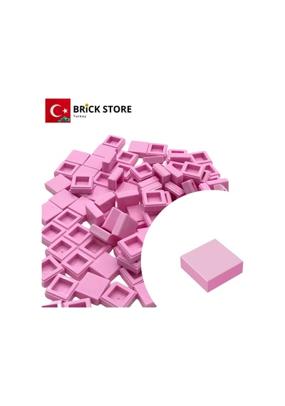 Yedek Parçalar, 100 Adet 1x1 Tile Düz Fayans Parçası, Açık Pembe, 3070
