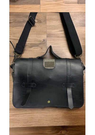 Old Cotton Cargo Kanvas Su Geçirmez Unisex Disayn Okul Gezi Iş Outdoor Postacı Çantası 35x24cm Siyah