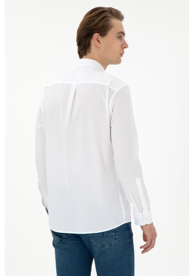 U.s. Polo Assn. Erkek Beyaz Gömlek Desenli 50292303-vr013 Beyaz