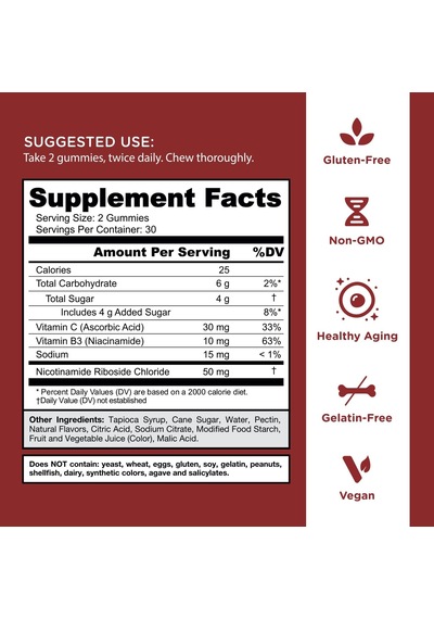Renew Nad+ Gummies Nr + C + B3 & Sodium 60 Gummies