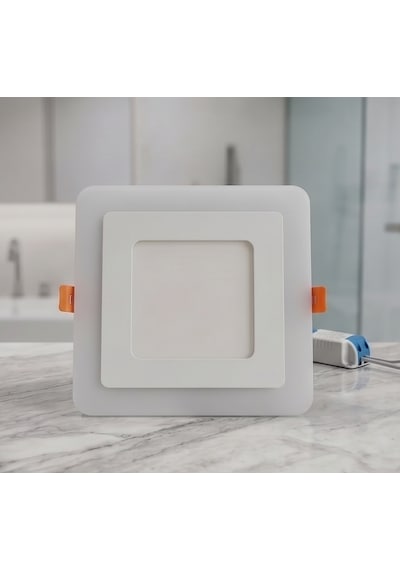Kare Sıva Altı Led Spot Aydınlatma 9 Watt Çift Renk 3 Kademe Kırmızı Beyaz Gece Lambası Armatür