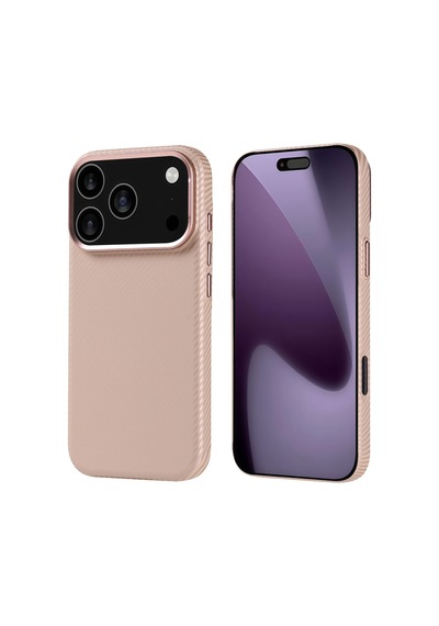 Apple iPhone Uyumlu 17 Pro Kılıf Karbon Görünümlü İnce Hafif Esnek Yapılı Şık Sert Silikon Kapak Ryc/nekst Bej