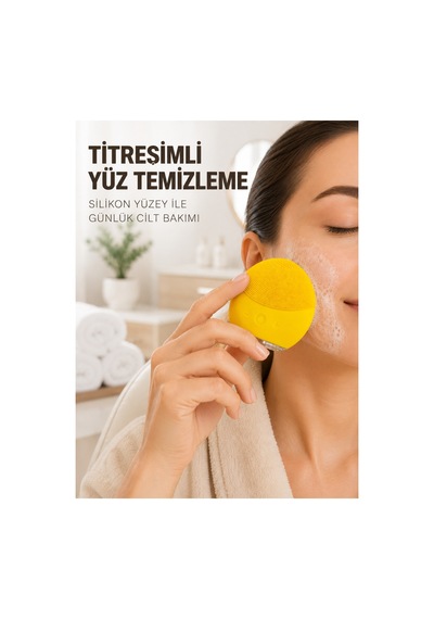 Şarjlı Silikon Yüz Temizleme Ve Cilt Bakım Cihazı Titreşimli Masaj Fırçası Çok Renkli