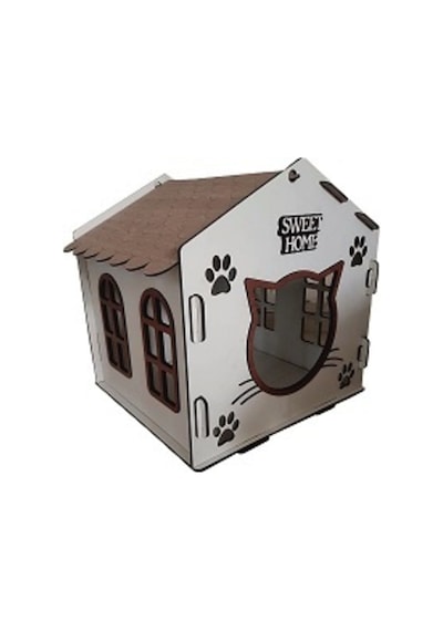 Ahşap Kedi Evi Kulübesi Tasma Isimliği Hediye 5 Mm Mdf