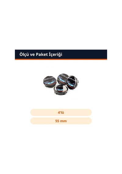 Trobus Bmw Uyumlu Geçme Jant Göbeği Damla Model 4'lü 55 Mm