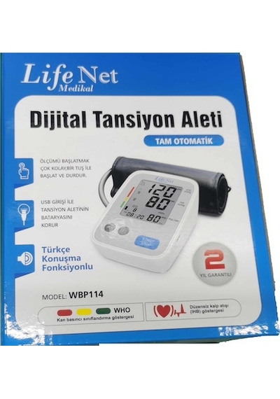 Life Net Medikal Türkçe Konuşan Üst Koldan Dijital Tansiyon Aleti WBP114