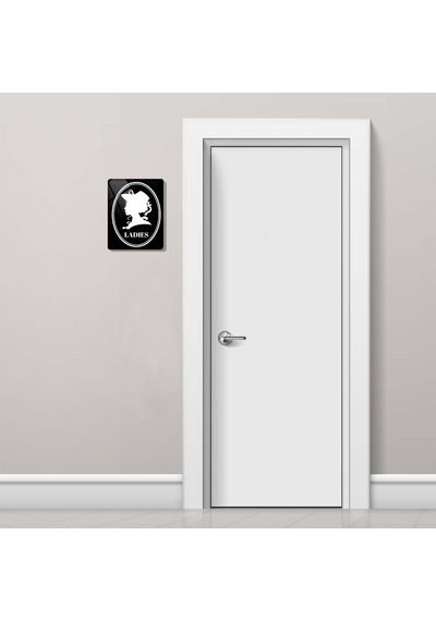 Decorıta Cam Wc Yönlendirme Levhası 2'Li Siyah Retro Ladies-Gents