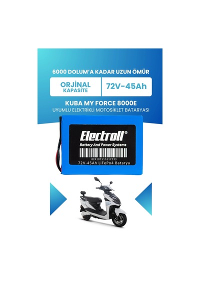 Kuba My Force 8000e Batarya Standart Kapasite Lifepo4 72v 45ah Elektrikli Motosiklet Bataryası