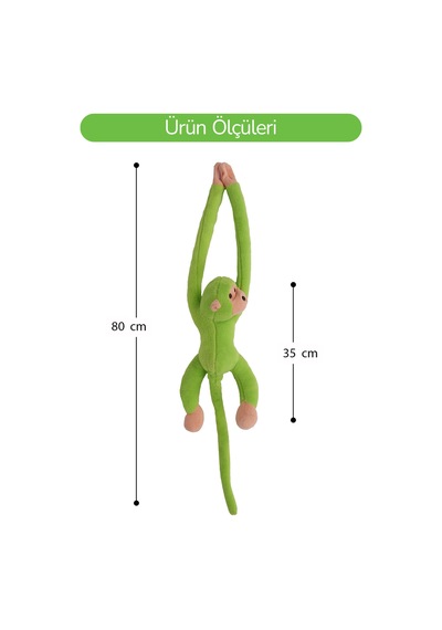 Elleri Yapışan Oyun Ve Uyku Arkadaşı Peluş Maymun Yeşil Yeşil