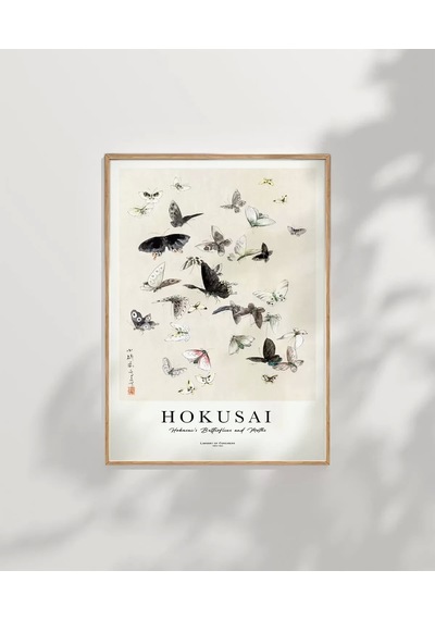 Çerçevesiz Poster Hokusai Hokusai'nin Kelebekleri Ve Güveleri