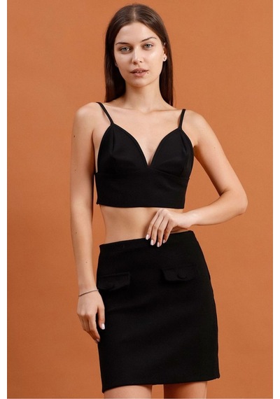Verymoda Diz Üstü Etek F1283 Siyah
