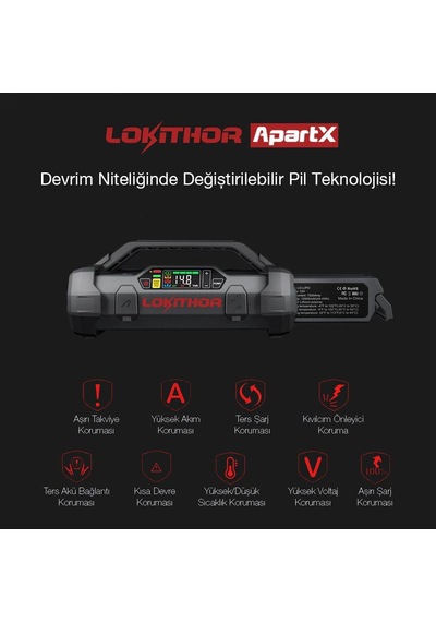 Lokithor Apartx 12v Akıllı Akü Takviye + Pompa + Powerbank + Led