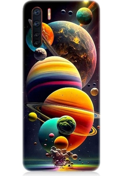 Oppo Reno 3 Uyumlu Gezegenler Ve Büyük Patlama Desenli Silikon Kılıf