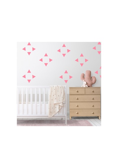 5cm Ebadında 128 Adet Üçgen Sticker Bebe Pembe