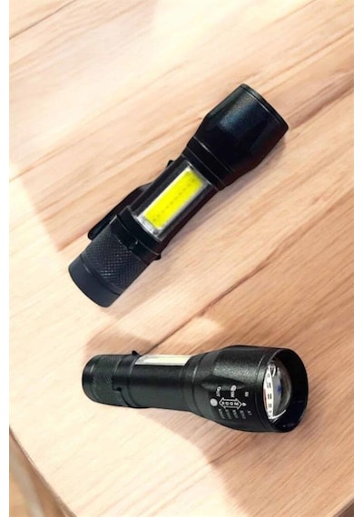 Tek Şarjlı Metal Zoomlu El Feneri Işıldak Led Işık Taşınabilir El Lambası Najmaddin