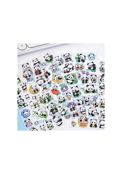 Kolbi Craft 1 Sayfa 20 Adet Şeffaf Panda Sticker Sevimli Kawaii Abanoz