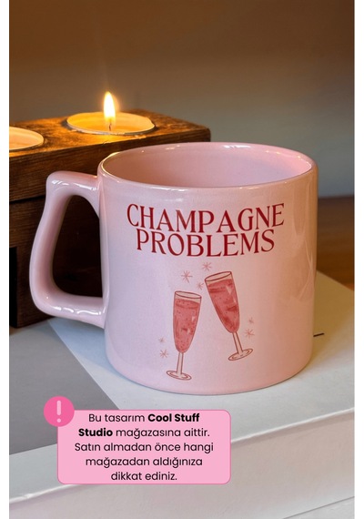 Champagne Problems Pembe Kupa Beyaz