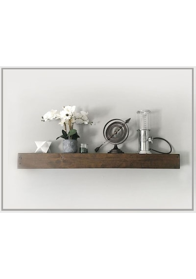 Dekoratif Doğal Ahşap Tek Li 75 X 15 X 4 Cm Gizli Aparatlı Raf Ahşap