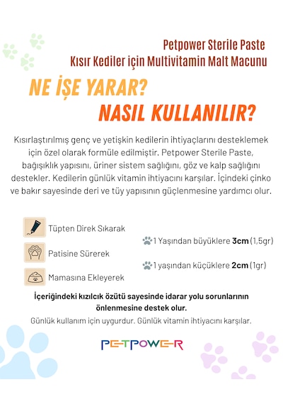 Petpower Kısırlaştırılmış Kedi Maltı Sterile Paste 100 G