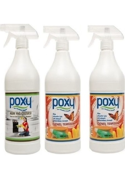 Poxy Genel Temizlik 2 x 1 L + Ağır Yağ Çözücü 1 L