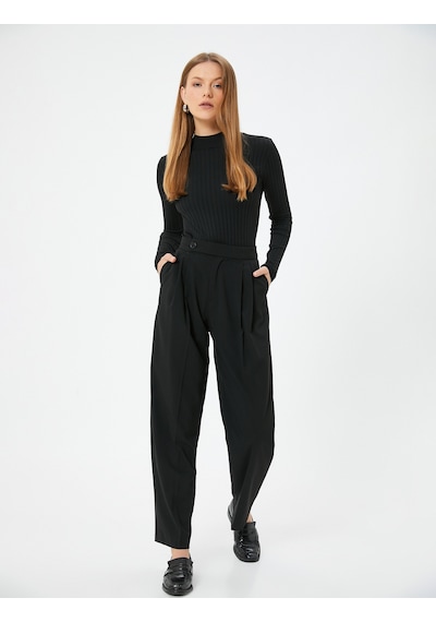 Koton Balıkçı Yaka Triko Kazak Uzun Kollu Slim Fit Siyah 5wak90007ht Siyah
