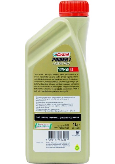 Castrol PoWer 1 Racing 10W-50 4t 1 L Motosiklet Yağı (6 Adet)