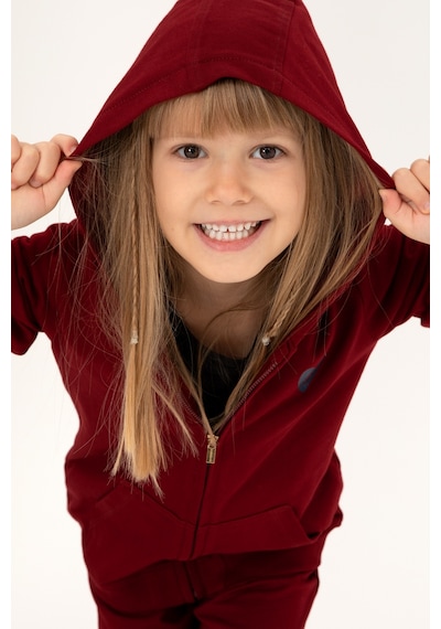 U.S. Polo Assn. Kız Çocuk Bordo Fermuarlı Basic Sweatshirt 50296390-VR014
