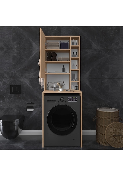 Asra Trend Çamaşır Makinesi Üstü Banyo Dolabı BD-02 %100 MDF Kapaklı Organizer Raf Sonoma Meşe Asra Trend Çamaşır Makinesi Üstü Banyo Dolabı BD-02 %100 MDF Kapaklı Organizer Raf Sonoma Meşe