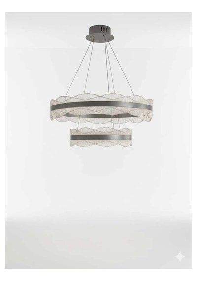 Bohem Aydınlatma Modern Dağ Modeli 40x60 3 Renk Led Kumandalı Salon Avizesi Beyaz Sarı Günışığı Krom