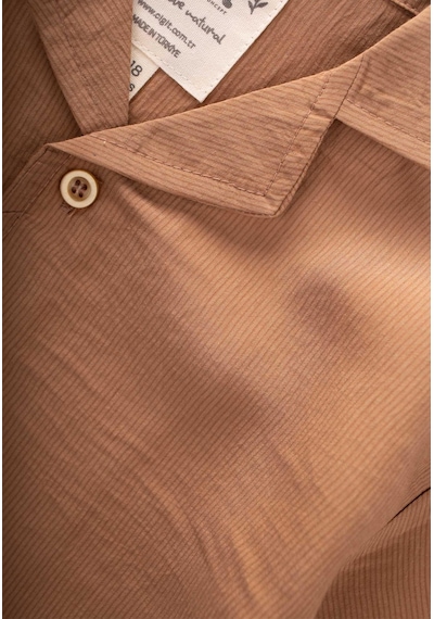Cigit Hawai Çizgili Modal Gömlek 1-8 Yaş Camel Camel