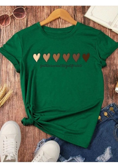 Kozia Outdoors Malkoçbey 6 Kalp Baskılı T-shirt Yeşil