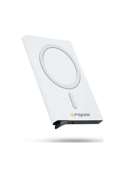 Wrapsol Magsafe Mekanizmalı Kartlık Rfid Korumalı Alüminyum Otomatik Kredi Kartlık Renkli Parlak Saks Mavi Simli Beyaz Simli Beyaz