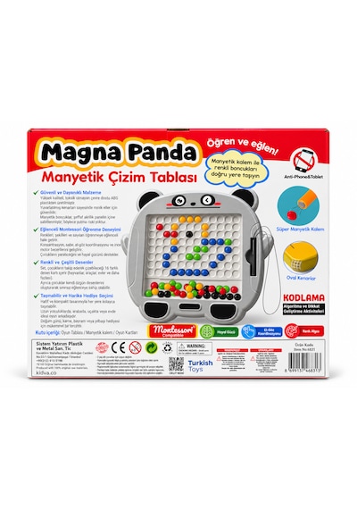 Magnetico Manyetik Çizim Tahtası Panda Tasarımlı Kodlama Ve Montessori Eğitici Oyuncak 3+ Yaş