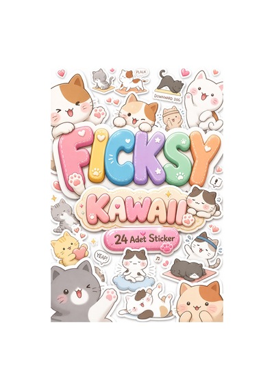 Kawaii Stili Sevimli Yavru Kedi Yoga Temalı Sticker Seti - 24 Adet Etiket Çıkartma Diğer