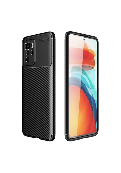 Xiaomi Poco X3 Gt Kılıf Karbon Görünümlü Silikon Kamera Korumalı Üstün Koruma Celikaksesuar Kahverengi