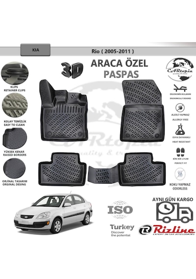 Kia Rio / 2005-2011 / Siyah / Rizline Paspas