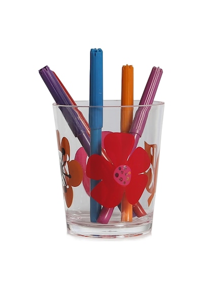 Bosphorus Kalemlik Kırmızı Papatya Desenli Ofis Gereci 8 x 8 x 9 CM 350 ML