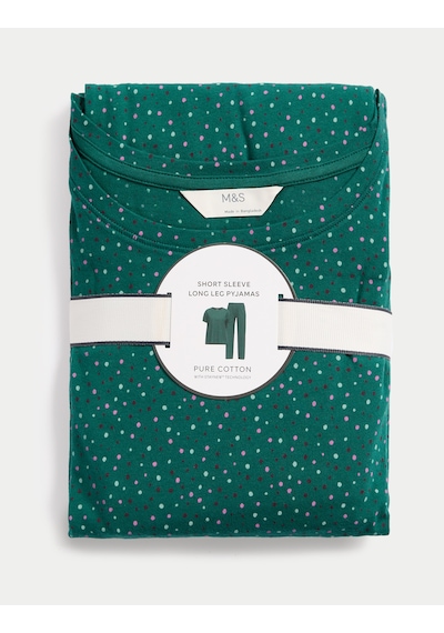Marks & Spencer Pamuk Karışımlı Pijama Takımı T37004619F Yeşil