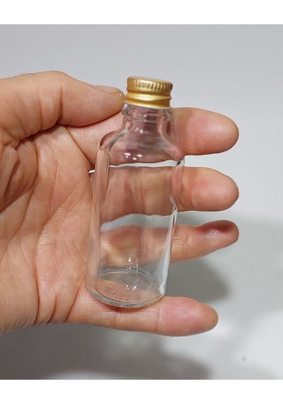 12 Adet Şeffaf Cam Shot Şişesi Sızdırmaz Gold Metal Kapaklı Koku Süs Çok Amaçlı Şişe 50ml