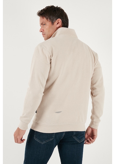 Buratti Pamuklu Regular Fit Yarım Fermuarlı Dik Yaka Erkek Kazak 456112 Bej