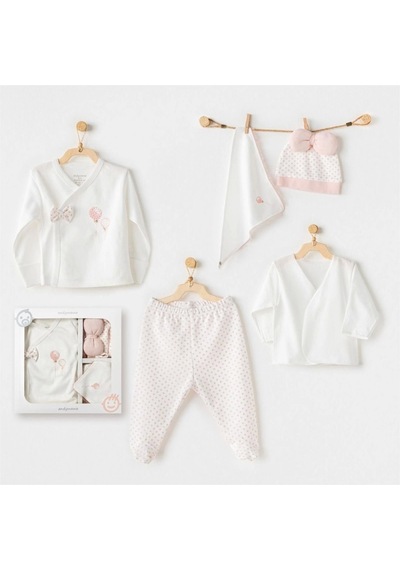 Andywawa Ac25550 Newborn Set Pınk Baloons 5'li Hastane Çıkışı Ekru Ekru