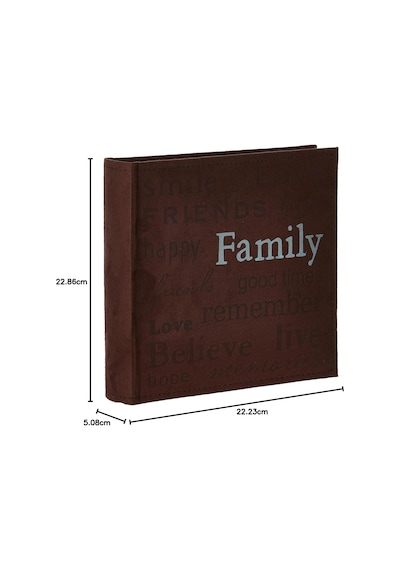 Lexroo Pioneer Familie Text Design Genäht Velourslederimitat Cover Foto Album, Braun