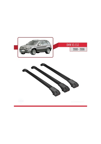 Bmw X5 E53 2000-2006 Arası İle Uyumlu Ace-1 Ara Atkı Tavan Barı Siyah 3 Adet Bar