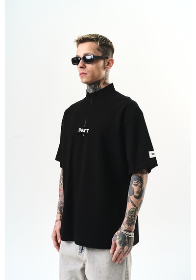 Respire Erkek I Don't Nakışlı Oversize T-shirt Siyah