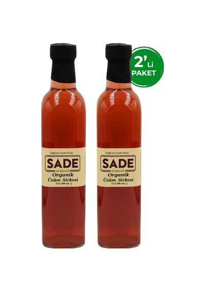 Sade Organik Üzüm Sirkesi 500 Ml 2 Li
