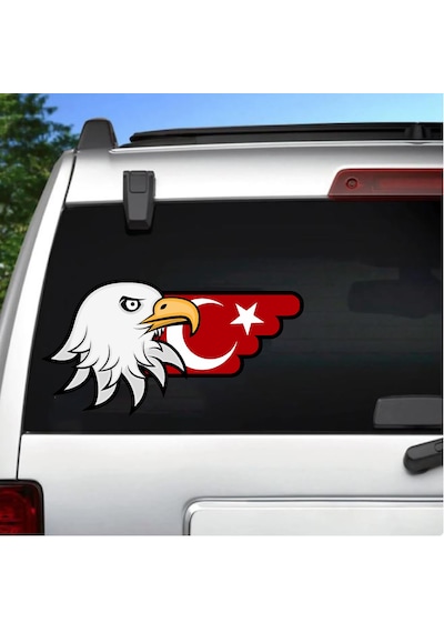 Kartal Ve Türk Bayrağı Sticker - Araba Oto Motosiklet Karavan Sticker - 00727 15x8 Cm